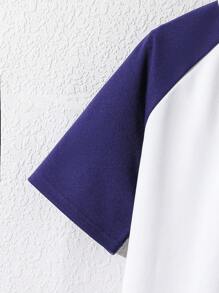 SHEIN 1 Set Tween Boy's Casual College Style Short Sleeve Polo Shirt & Shorts, Valentine's Day Outfit