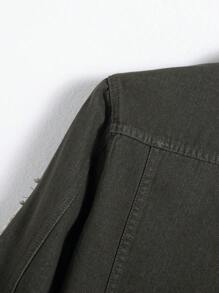 Manfinity CasualKnits Veste en jean décontractée pour hommes, minimaliste et élégante pour un port quotidien, automne - Militaire verte - Voir 3