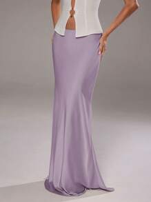 Aloruh 女式超低腰长款缎面半身裙