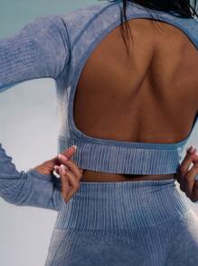 Musera Sport Long Sleeve Fitted Open Back Top, Padel, Tennis, Pickleball Gym Fitness