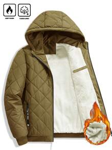 Manfinity Homme 1 件宽松男士拉链连帽绗缝保暖内衬夹克