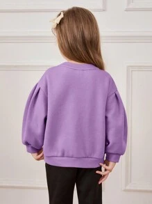 Cozy Pixies Young Girl Fashion 3D Bow Round Neck Dropped Shoulder Pullover Hoodie