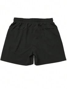 Manfinity Sport Corelite 男士纯色简约运动短裤，时尚休闲日常穿着 - 黑色 - 查看 2