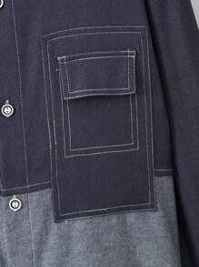 SHEIN Lässiges, modisches Patchwork-Hemd für Tween-Jungen im minimalistischen Denim-Effekt, vielseitig einsetzbar, geeignet für die Schule im Frühling/Sommer und als Sportbekleidung - Verschiedenfarbig - Übersicht 4