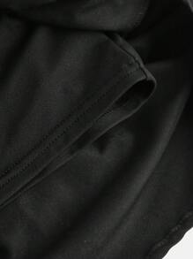 SHEIN Váy dệt kim cổ vuông màu đen có viền xếp nếp, váy thể thao giản dị thanh lịch cho bé gái tuổi teen, phù hợp cho yoga, hoạt động ngoài trời, quà tặng ngày lễ tình nhân, mùa hè - màu đen - Xem 5