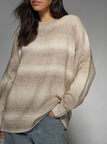 MISSGUIDED 超大号渐变色针织毛衣长袖舒适秋冬假日家居服休闲套头衫