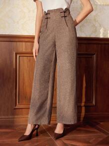 Vintamour 复古优雅女式直筒裤，适合所有季节，撞色饰边，咖啡色情人节情人节商务休闲女式教堂服装女式办公室服装女式邮轮服装老钱风格女式教师服装中国新年情人节夏季女式教堂服装女式