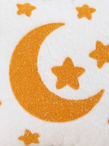 1pc Crescent Moon Plush Embroidered Decorative Throw Pillow Cover, For Living Room & Bedroom - Gold - View 4