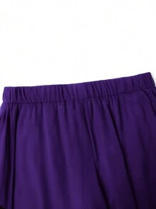 SHEIN Clasi Pantalon casual en mousseline de soie à coupe évasée asymétrique pour femme grande taille