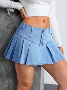 SHEIN EZwear Jupe en jean décontractée pour femme, look mode pour tous les jours