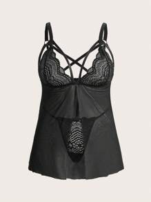 PinupGlam Plus Size Lace Front Closure Romantic Sexy Lingerie
