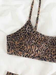 Summer Women's Randomly Printed Leopard Pattern Sexy Fashion Strap Bikini Set - Multicolor - View 4