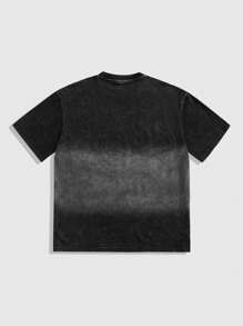 ROMWE MEN Street Life 男士哥特字母印花圆领短袖休闲T恤，万圣节 - 彩色 - 查看 2