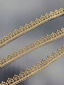 2 码/5 码金银水溶性绣花线三角蕾丝花边 - DIY 缝纫丝带，适用于服装、衣服、鞋子、帽子、包包、家居装饰、服装配饰 | 金属工艺饰边、时尚点缀、剪贴簿用品 - 金色 - 查看 5