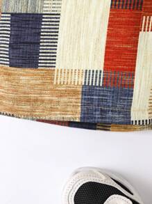 SHEIN 1 件装年轻男孩休闲格子条纹印花短裤，适合日常穿着、度假、户外、夏季度假、假日、旅行、放松、日光浴 - 彩色 - 查看 4