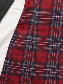 SHEIN Bộ 2 áo phông lót ấm áp dễ thương cho bé gái tuổi teen + váy kẻ caro - Nhiều màu - Xem 6