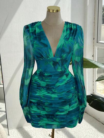 Ceyna Robe mini ajustée en maille imprimée grande taille