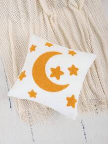 1pc Crescent Moon Plush Embroidered Decorative Throw Pillow Cover, For Living Room & Bedroom - Gold - View 5