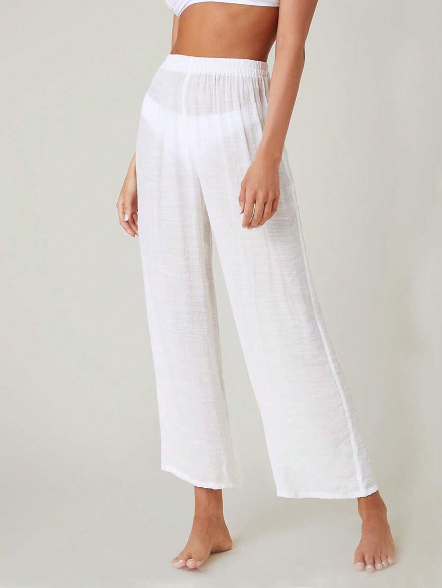 Swim Basics Summer Beach Solid Sheer Beach Pants