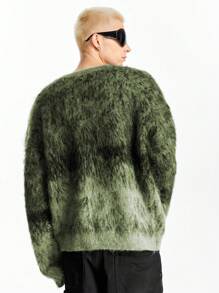 NEON BLANC Men's Ombre V-Neck Pullover Sweater, Suitable For Autumn & Winter - Army Green - View 4