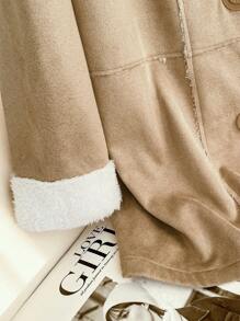 SHEIN Frenchy Jaket Kasual Polos Ukuran Besar, Fesyen Minimalis untuk Pakaian Sehari-hari Musim Gugur/Dingin - Khaki - View 4