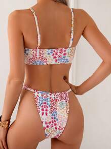 SHEIN Swim Summer Printed Casual Cute Bikini Swimwear, Minimalist Everyday Wear - Multicolor - View 2