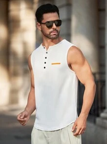 Manfinity Homme Chaleco casual de los hombres con decoración de correa tejida simple