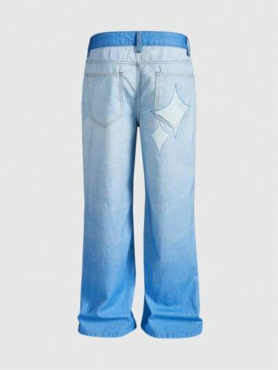 Street Life Jeans casuales holgados y sueltos para hombres con bolsillos, gráfico de corazón y letra