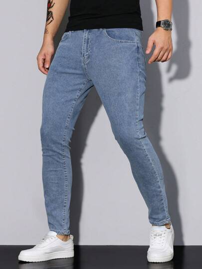 Manfinity Homme Men's Casual Washed Slim Fit Skinny Jeans