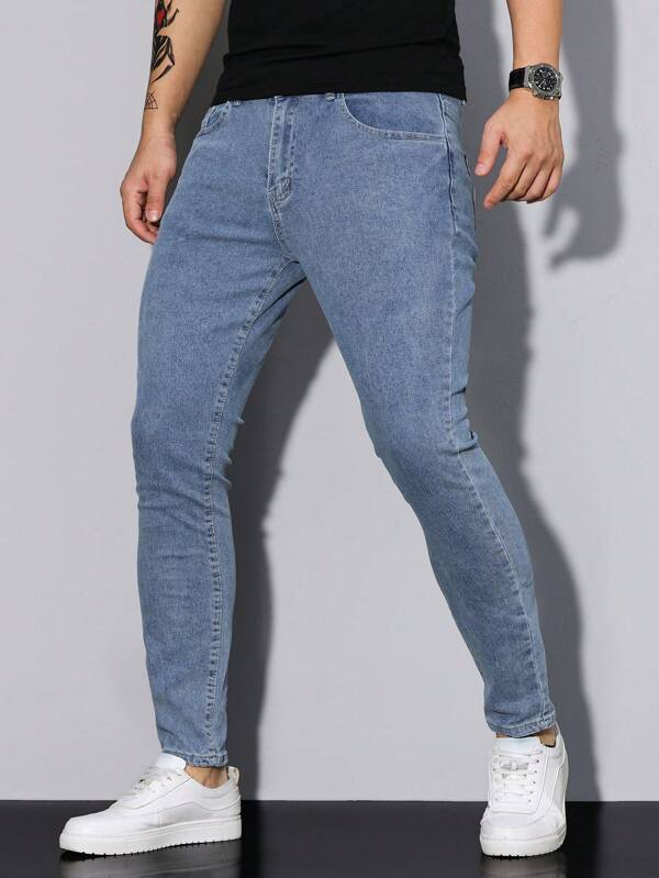 Manfinity Homme Men's Casual Washed Slim Fit Skinny Jeans