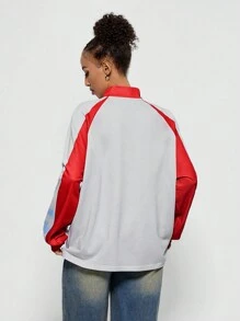 SHEIN EZwear Women's Daily Wear Hip-Hop Streetwear Graphics Baggy Race Car Sweatshirt