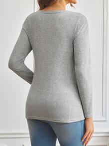 SHEIN Side Tie Minimalist Versatile Nursing Wear - Light Grey - View 2