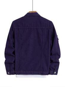 Manfinity Homme Men's Simple Fashion Casual Denim Jacket, Everyday Wear - Purple - View 2