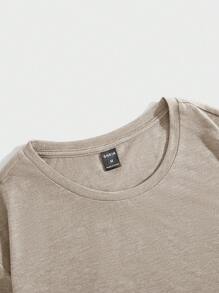 Manfinity VCAY Men's Solid Color Knit Long Sleeve Casual T-Shirt - Camel - View 4