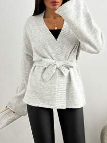 SHEIN 1pc Women's Solid Loose Drop Shoulder Long Sleeve Casual Cardigan, Autumn/Winter