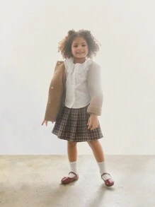 Maija Kids Maija Kids Gonna plissettata a quadri per giovani ragazze con decorazione in pelle fibbia, stile casual