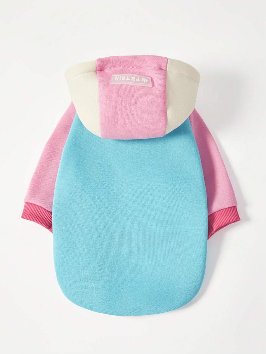 PETSIN 1 pieza Sudadera con capucha casual para perro de manga raglán con empalme de tres colores, en rosa, menta y azul - Multicolor - Ver 1