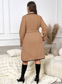 SHEIN Frenchy Fashionable & Minimalist Plus Size Coat, Warm And Suitable For Daily Outings, Office And Commuting In Winter