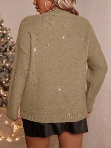 SHEIN LUNE Suéter de talla grande, unicolor, estilo minimalista casual, para uso diario