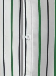 Manfinity Homme 2 件套男士撞色条纹短袖衬衫和纯色短裤套装