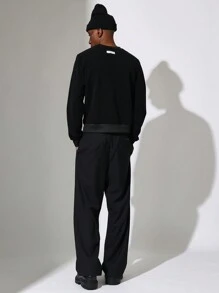 SUMWON Essential Winter Sweatshirt With Textured Rib Pattern Casual Pullover Athletic Leisure Gym Wear Autumn Fall Spring - Black - View 4