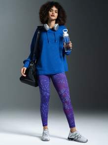 Powerista High Waist Seamless Printed Leggings - Royal Blue - View 3