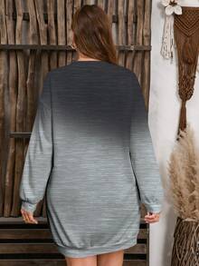 SHEIN LUNE Váy nỉ dài in hoa và trái tim cỡ lớn cho nữ, phù hợp cho mùa thu/đông - Nhiều màu - Xem 2