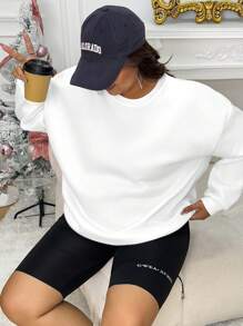 INAWLY Plus Solid Thermal Lined Sweatshirt, Winter Graduation,Back To School,Graduation,Teacher For Women,Back To School Pullover Fall Autumn - White - View 5