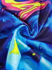 Young Boys Tight Fitting Pajamas, Luminous Cartoon Bear Print Knit Long Sleeve Tee & Pants 2 Pieces Sleep Set, Comfortable & Elastic Fit - Blue - View 6