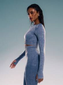 Musera Sport Long Sleeve Fitted Open Back Top, Padel, Tennis, Pickleball Gym Fitness