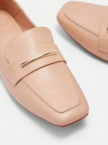 CUCCOO BIZCHIC Simple Apricot Fashion Elegant Commute Square Toe Flat Shoes Spring Shoes Spring Break Easter - Apricot - View 5