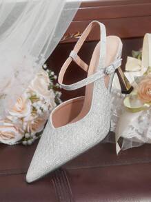 CUCCOO HITCHD Women's Simple Pointed Toe High Heel Pumps, Casual Everyday Wear Valentine's Day - Silver - View 4