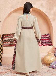 SHEIN Leap Crew Tween Girls' Ramandan Style Long Sleeve Dress - Multicolor - View 2