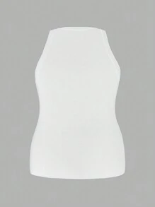 Slaydiva 3 Pcs/Set Plus Size Wide Strap Ribbed Racerback Tank Top, Suitable For Spring & Autumn - Multicolor - View 6